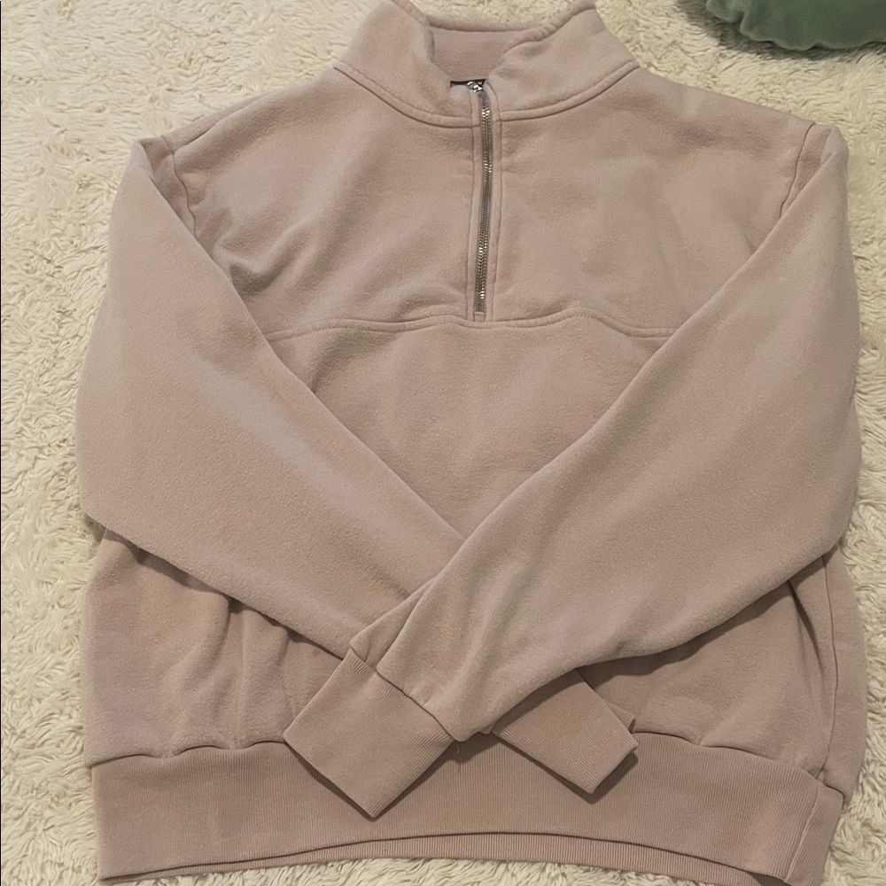 Brandy Melville Pink Quarter-Zip Fleece Pullover